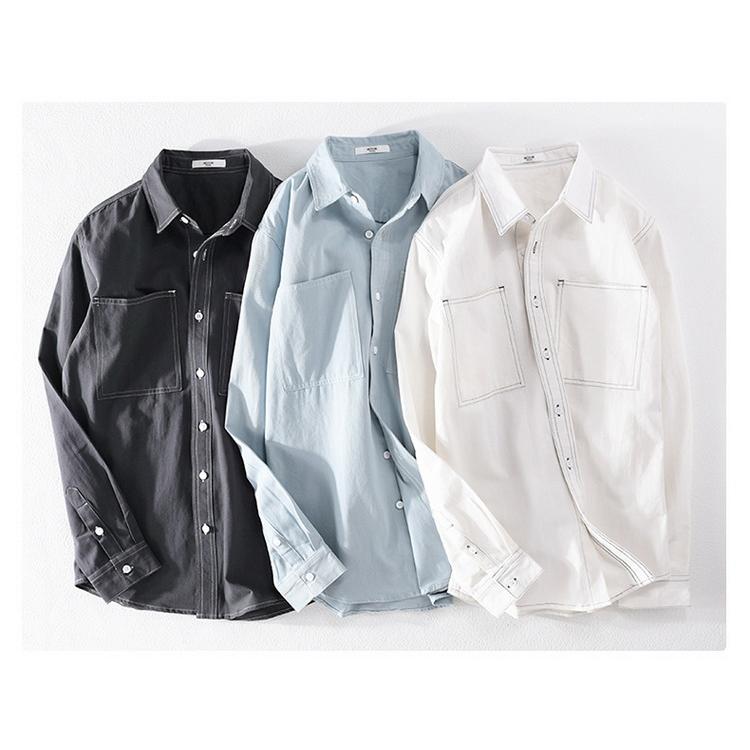 ダンガリーシャツ メンズ シャツ カジュアルシャツ 綿シャツ トップス 長袖 100%コットン 細身 きれいめ 
