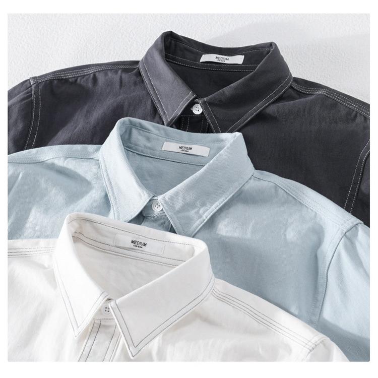 ダンガリーシャツ メンズ シャツ カジュアルシャツ 綿シャツ トップス 長袖 100%コットン 細身 きれいめ 