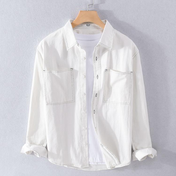 ダンガリーシャツ メンズ シャツ カジュアルシャツ 綿シャツ トップス 長袖 100%コットン 細身 きれいめ 