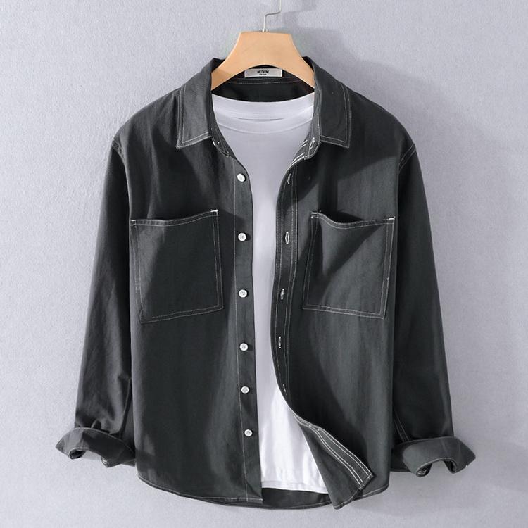 ダンガリーシャツ メンズ シャツ カジュアルシャツ 綿シャツ トップス 長袖 100%コットン 細身 きれいめ 