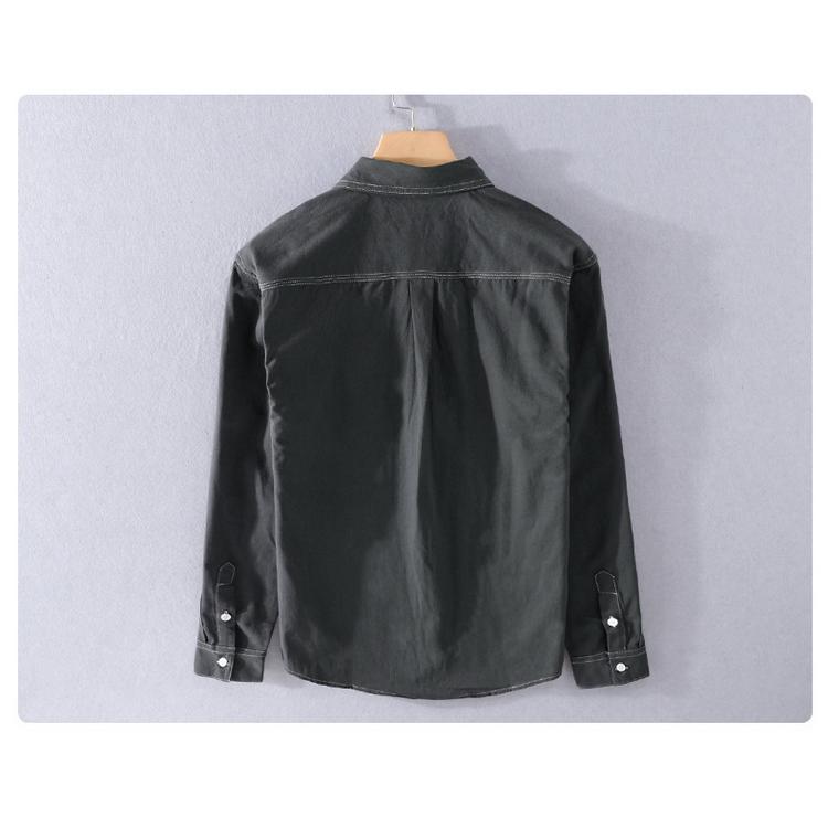 ダンガリーシャツ メンズ シャツ カジュアルシャツ 綿シャツ トップス 長袖 100%コットン 細身 きれいめ 