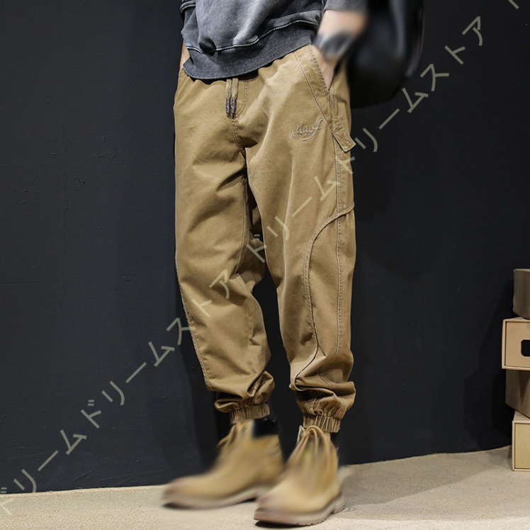 カーゴパンツ メンズ 無地 ズボン ワークパンツ サルエルパンツ ボトム 大きいサイズ 作業 イージーぱんつ ゆったり 九分丈 ツイル テーパードパンツ 