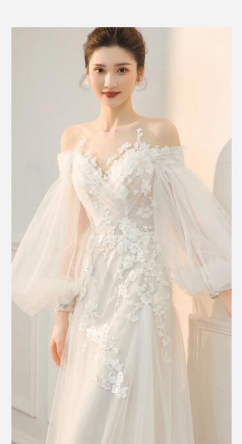 ウェディングドレス 花嫁 ドレス 編み上げタイプ 背開き 姫系ドレス プリンセスライン 結婚式ドレス 旅行撮影ドレス 。挙式 。ウエディング 