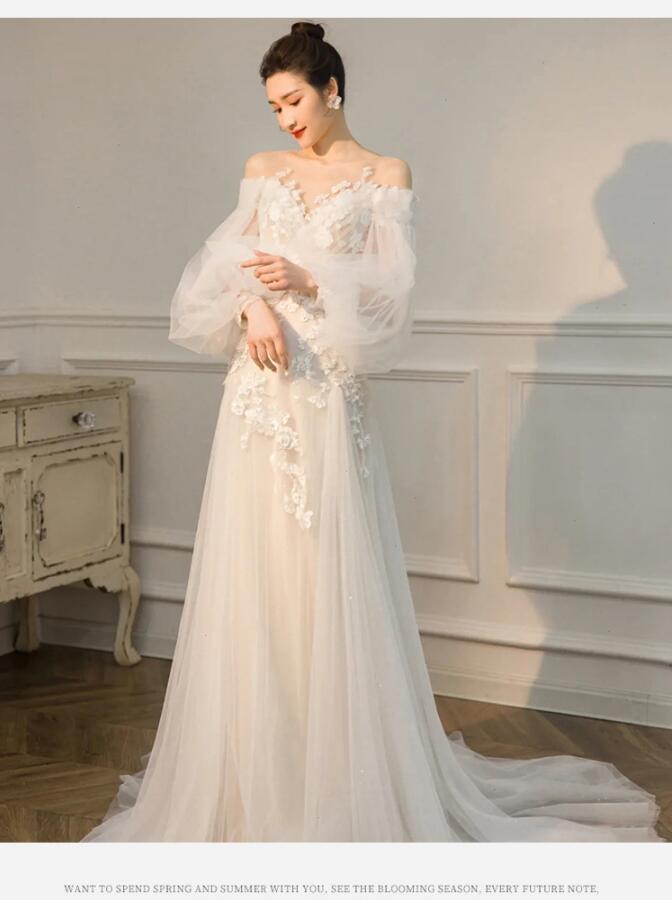 ウェディングドレス 花嫁 ドレス 編み上げタイプ 背開き 姫系ドレス プリンセスライン 結婚式ドレス 旅行撮影ドレス 。挙式 。ウエディング 