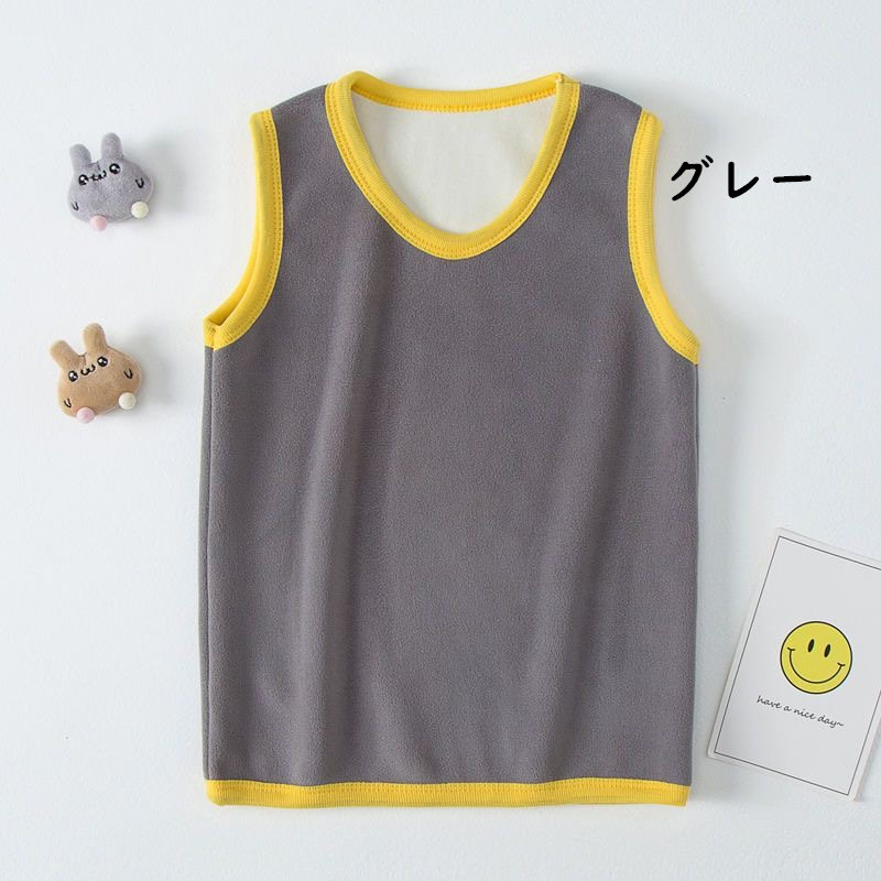 お取り寄せ商品 キッズ ベスト 70-150CM 7COLORS 男の子 かわいい カジュアル 裏起毛 軽量 保温 防寒 触り こども服 無地 子供服 女の子 両面起毛 クールネック 