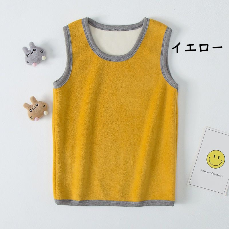 お取り寄せ商品 キッズ ベスト 70-150CM 7COLORS 男の子 かわいい カジュアル 裏起毛 軽量 保温 防寒 触り こども服 無地 子供服 女の子 両面起毛 クールネック 