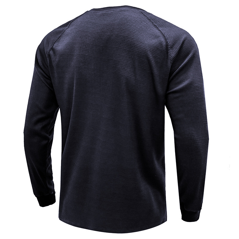 ヘンリーネックTシャツ 長袖 メンズ ロンT Tシャツ カットソー 通気 欧米サイズ 長袖Tシャツ トップス ワッフル生地 インナー 
