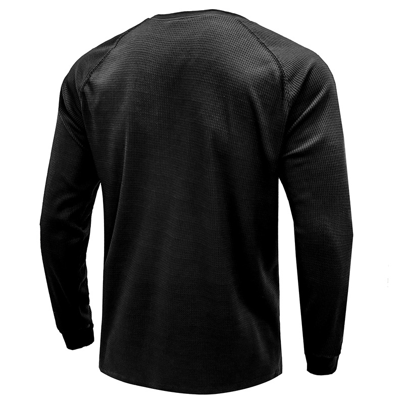 ヘンリーネックTシャツ 長袖 メンズ ロンT Tシャツ カットソー 通気 欧米サイズ 長袖Tシャツ トップス ワッフル生地 インナー 
