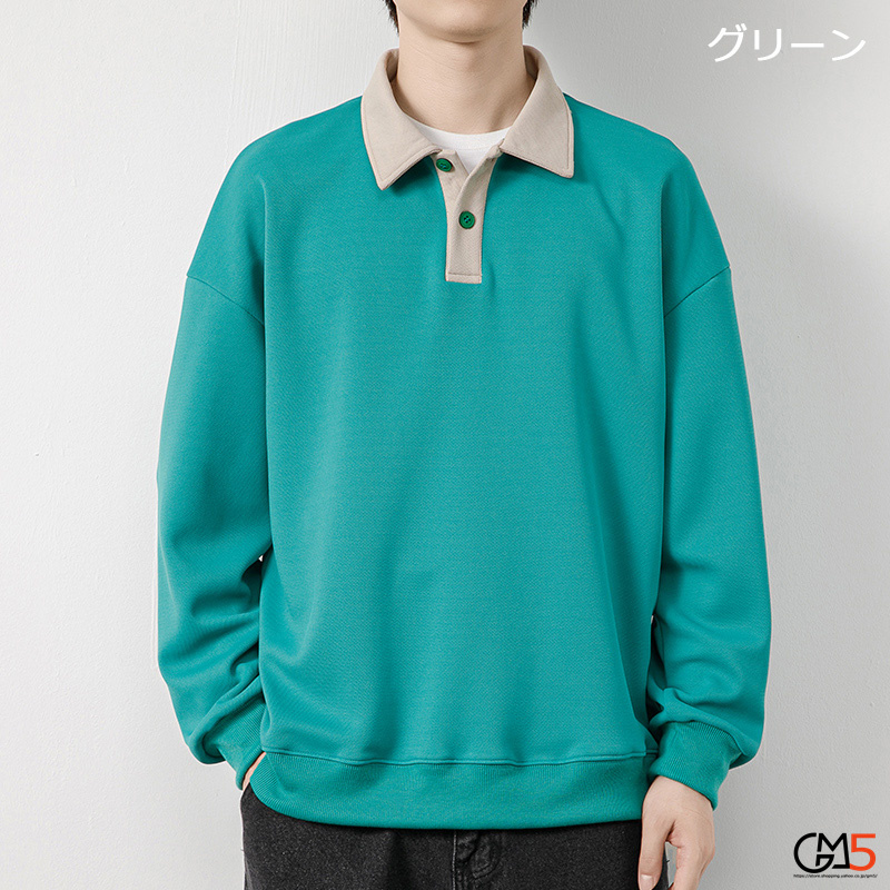 ポロシャツ メンズ 秋服 ロンT 切替 配色 秋物 カジュアル Tシャツ 長袖 大きいサイズ トップス スポーツ 