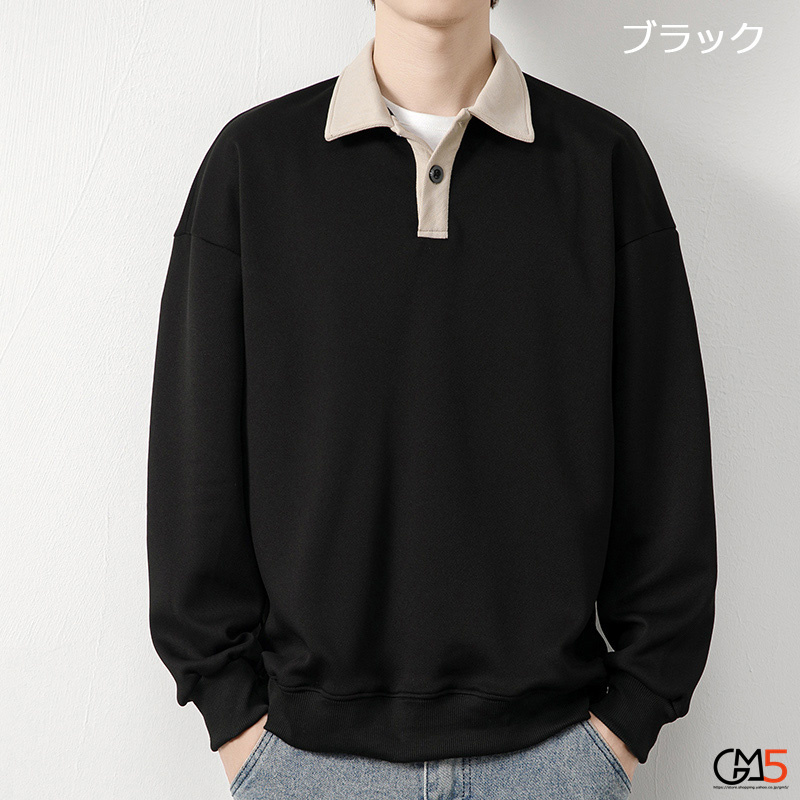 ポロシャツ メンズ 秋服 ロンT 切替 配色 秋物 カジュアル Tシャツ 長袖 大きいサイズ トップス スポーツ 