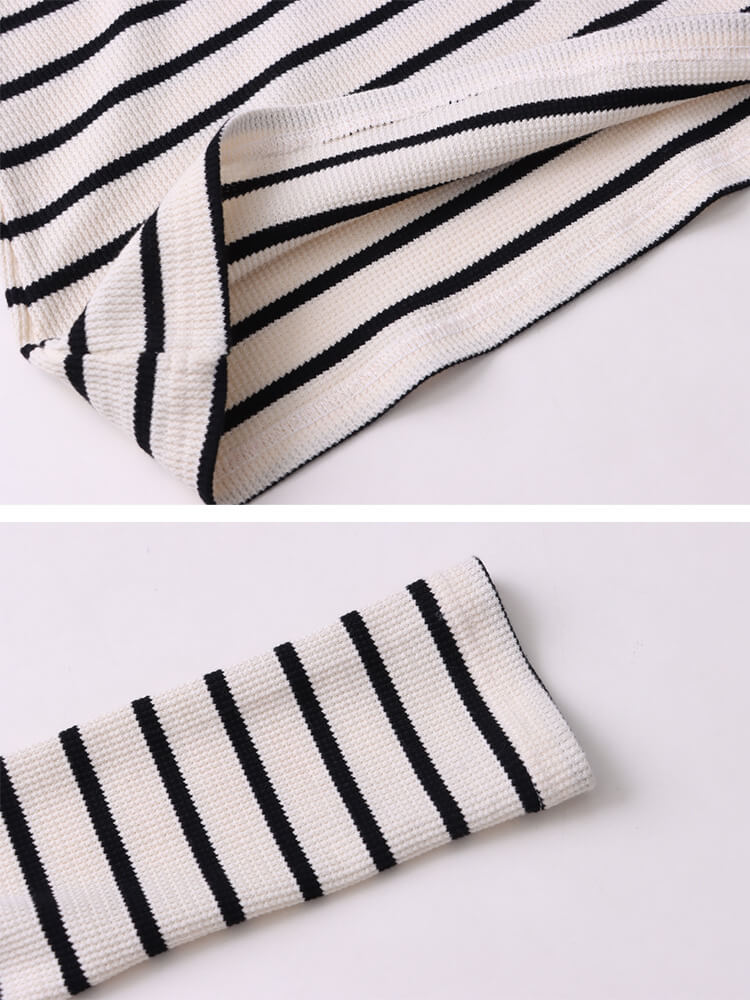 Ｔシャツ レディース 長袖 韓国 トップス ボーダー ロンＴ シンプル 定番 クルーネック バイワッフル フィット 柄 おしゃれ 