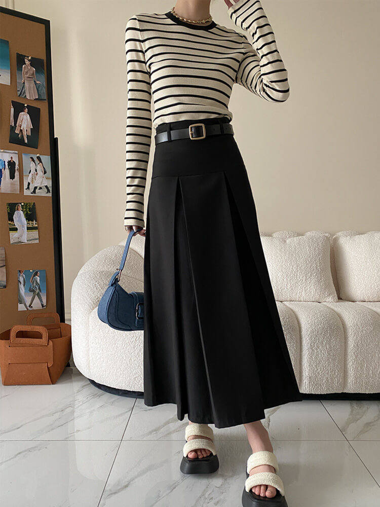 Ｔシャツ レディース 長袖 韓国 トップス ボーダー ロンＴ シンプル 定番 クルーネック バイワッフル フィット 柄 おしゃれ 