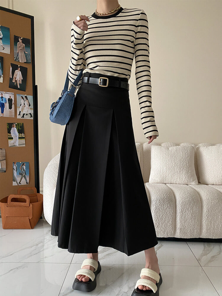 Ｔシャツ レディース 長袖 韓国 トップス ボーダー ロンＴ シンプル 定番 クルーネック バイワッフル フィット 柄 おしゃれ 