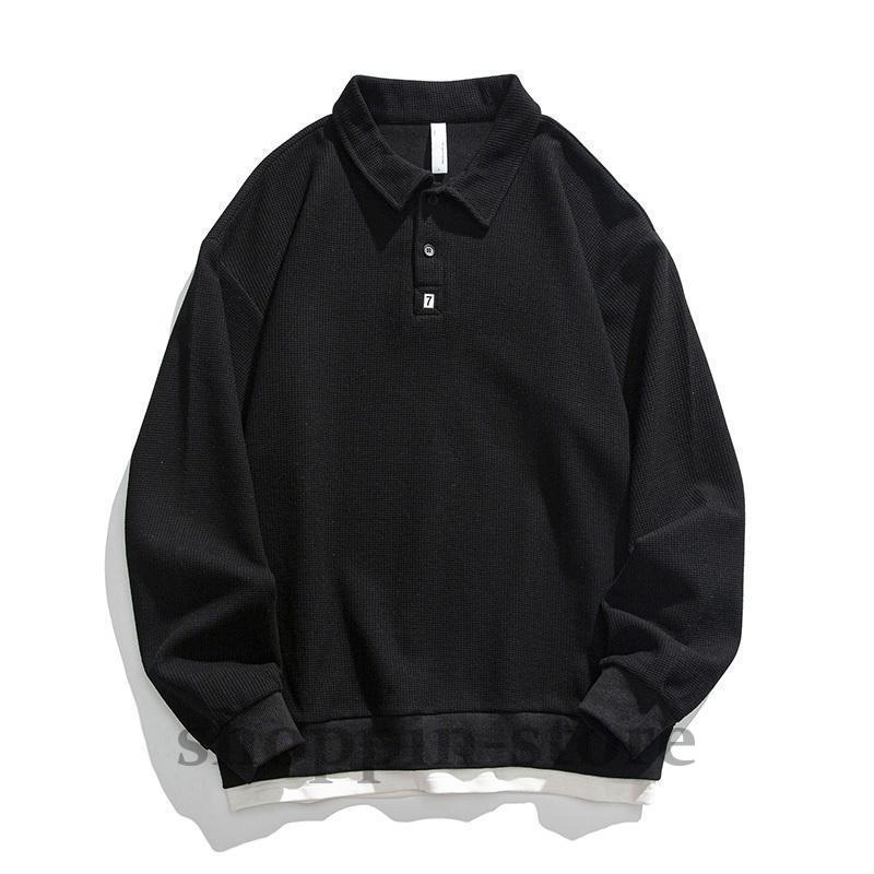 スウェット メンズ 無地 重ね着風 おしゃれ フェイクレイヤード トップス ビッグシルエット スポーツ オーバーサイズ ストリート カジュアル 