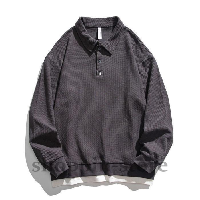 スウェット メンズ 無地 重ね着風 おしゃれ フェイクレイヤード トップス ビッグシルエット スポーツ オーバーサイズ ストリート カジュアル 