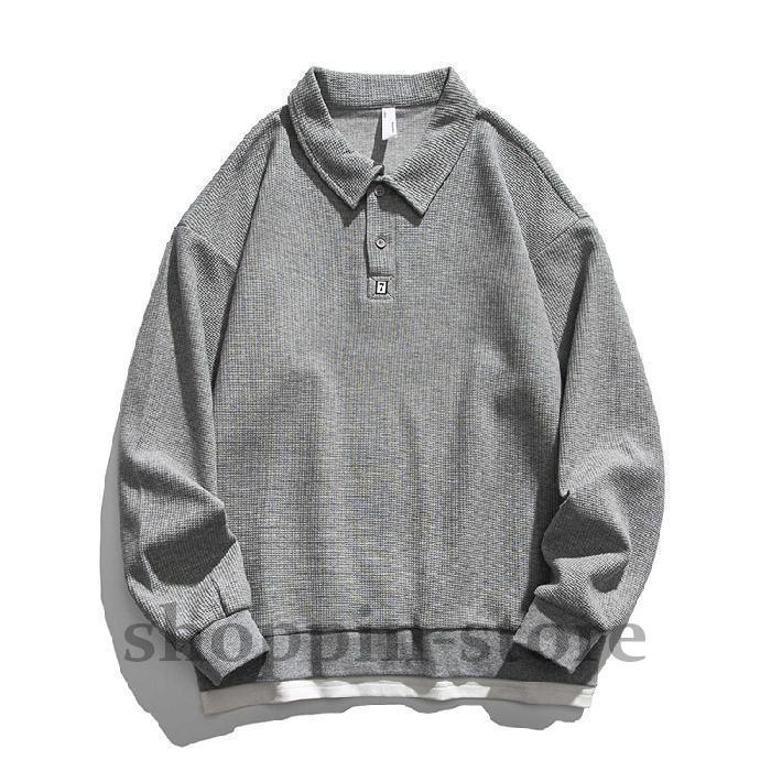 スウェット メンズ 無地 重ね着風 おしゃれ フェイクレイヤード トップス ビッグシルエット スポーツ オーバーサイズ ストリート カジュアル 