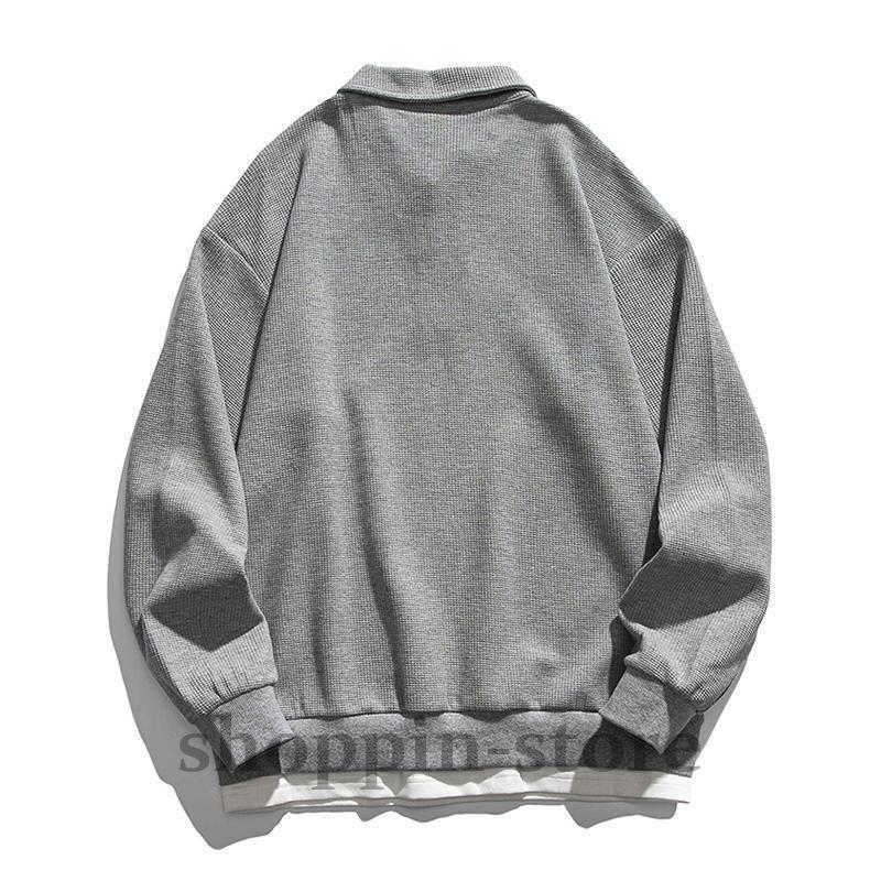 スウェット メンズ 無地 重ね着風 おしゃれ フェイクレイヤード トップス ビッグシルエット スポーツ オーバーサイズ ストリート カジュアル 