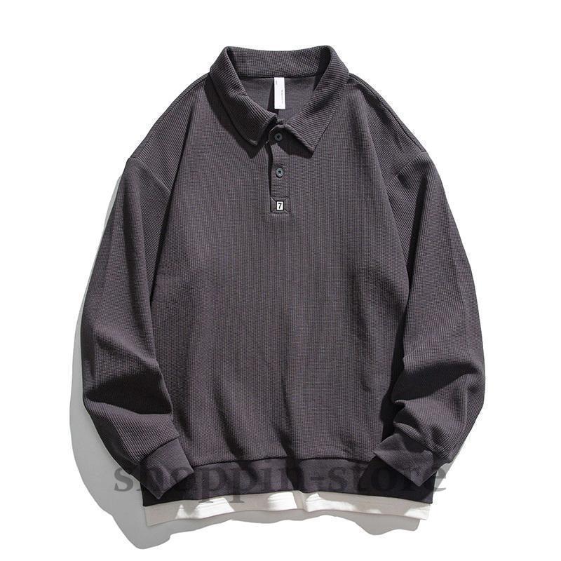 スウェット メンズ 無地 重ね着風 おしゃれ フェイクレイヤード トップス ビッグシルエット スポーツ オーバーサイズ ストリート カジュアル 