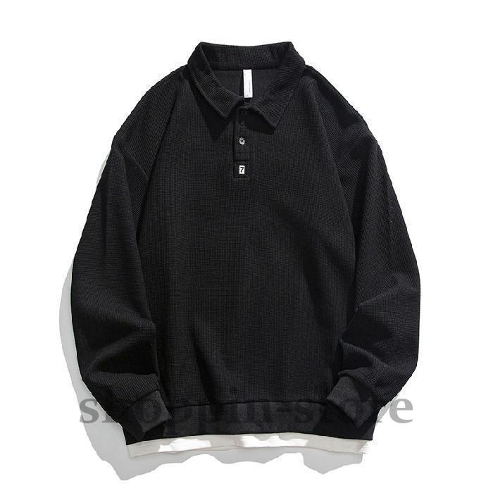 スウェット メンズ 無地 重ね着風 おしゃれ フェイクレイヤード トップス ビッグシルエット スポーツ オーバーサイズ ストリート カジュアル 