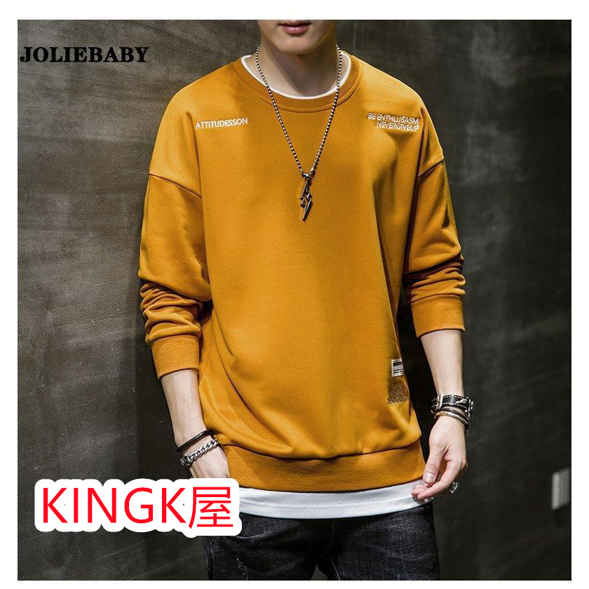 レイヤード トレーナー メンズ 春服 秋服 長袖 カットソー 紳士服 オシャレ おおきいサイズ ゆったり ロングTシャツ スエット 重ね着 