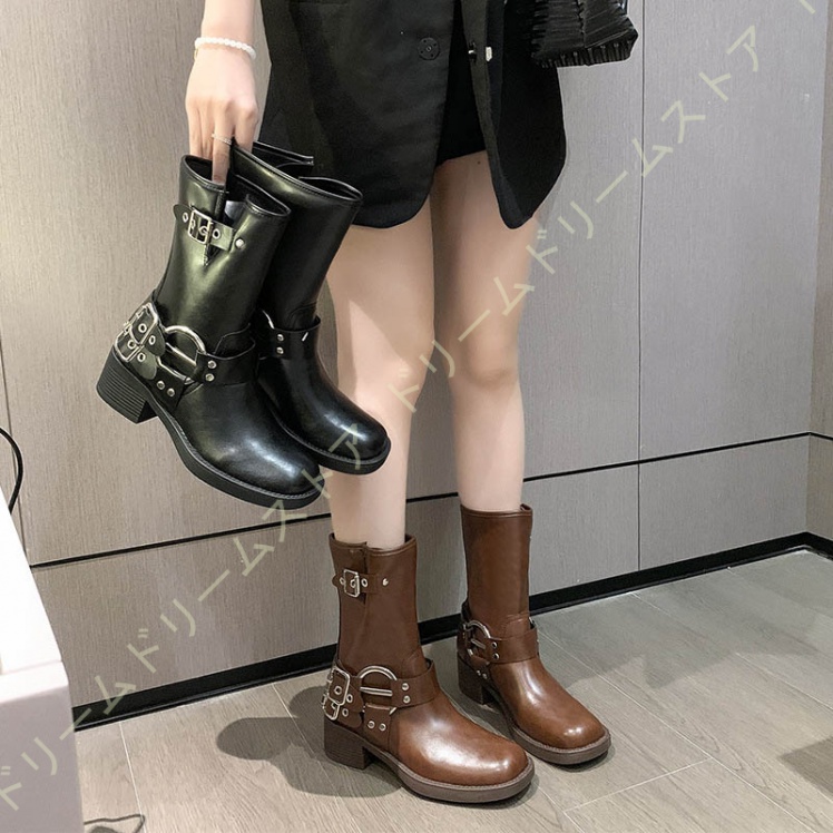 ロングブーツ ブーツ レディース ロング エンジニアブーツ エンジニア 疲れない 黒 大きいサイズ3L チャンキーヒール 防寒 靴 25.0CM 歩きやすい シンプル 