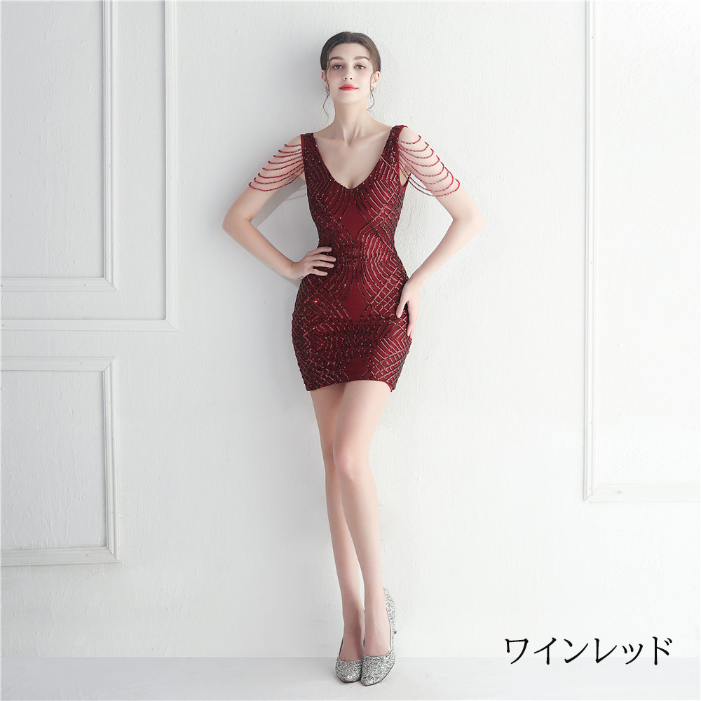 カラードレス ミニドレス 袖なし パーティードレス 結婚式 二次会 演奏会 発表会 スパンファスナー 演出 ワンピース ミディアムドレス フォーマルドレス 