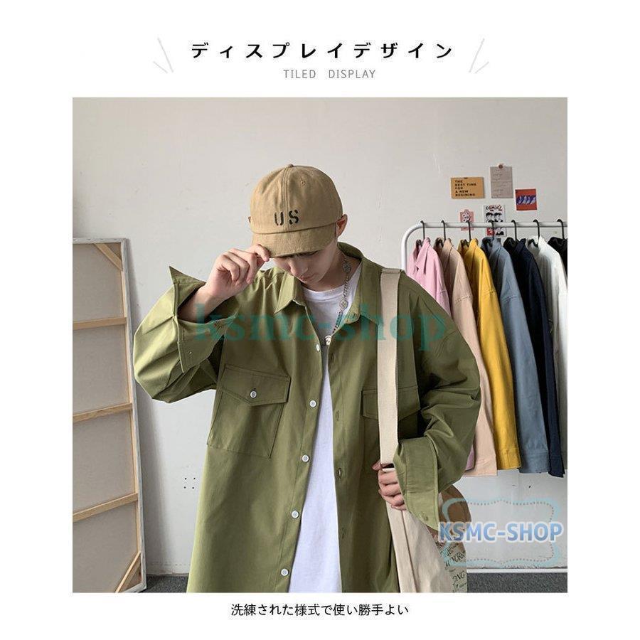 長袖シャツ メンズ シャツ シャツコート 春シャツ ボタンシャツ お洒落 春秋 ゆったり 前開き 春新作 トップス カジュアル 薄手 体型カバー 