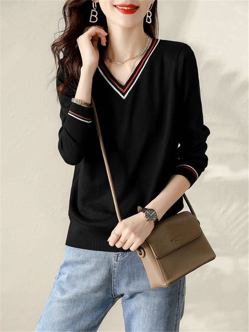 Tシャツ レディース 長袖 ニットセーター カットソー Vネック Tシャツ トップス 女性用 日常 通勤 通学 秋 可愛い 普段着 無地 オシャレ 