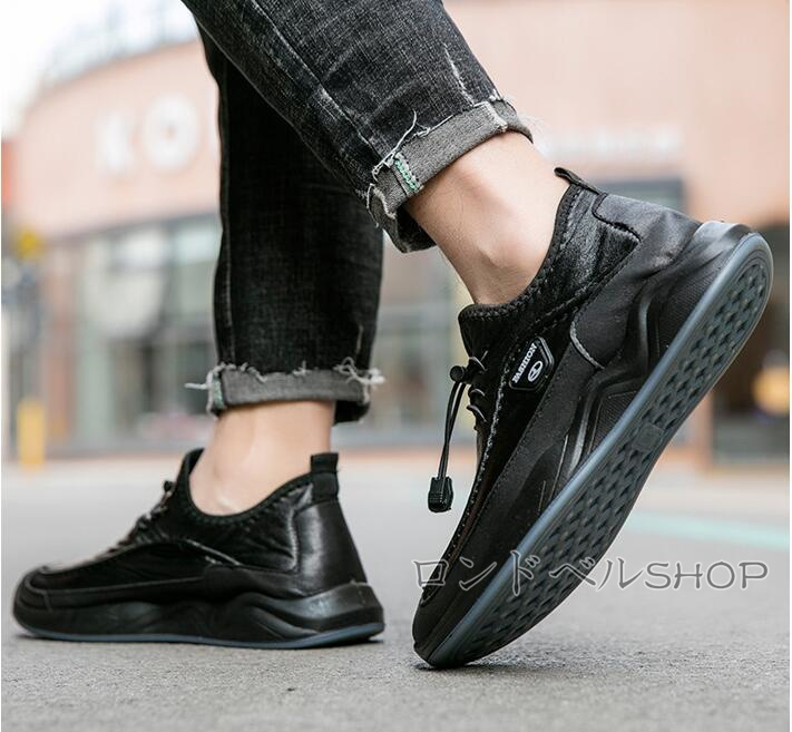 メンズ カジュアルビジネス スニーカー 疲れない ワークブーツ 防水 普段着 紳士靴 大きいサイズ おしゃれ PU革靴 紐靴 仕事 幅広 父の日 通勤 軽量 