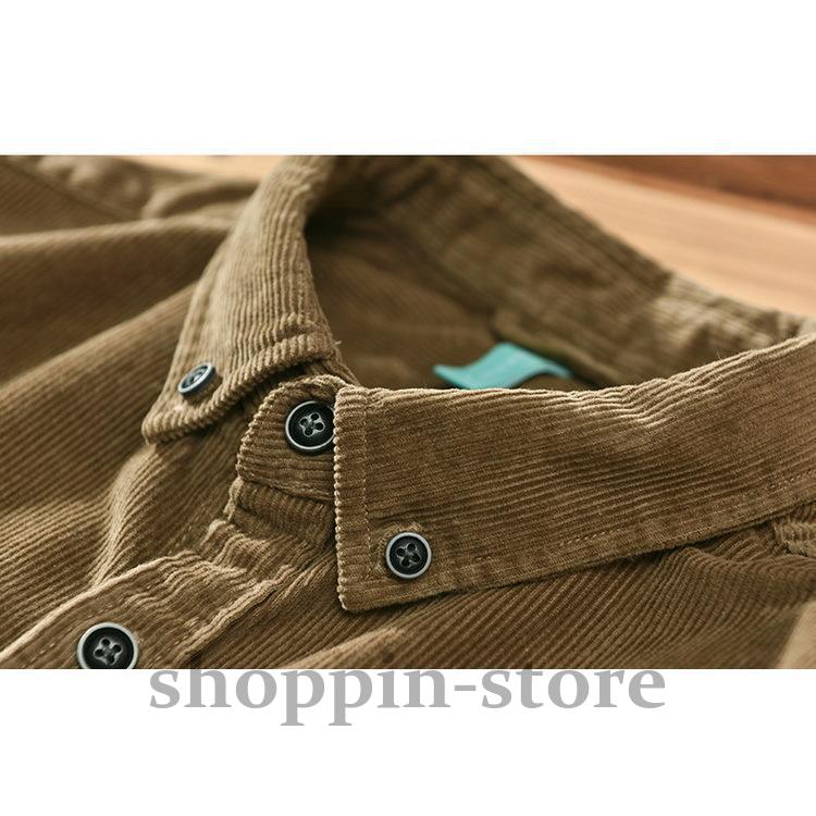 コーデュロイシャツ メンズ 春 ボタンダウンシャツ カジュアルシャツ トップス 長袖 100%綿 