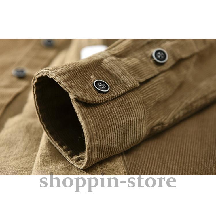コーデュロイシャツ メンズ 春 ボタンダウンシャツ カジュアルシャツ トップス 長袖 100%綿 
