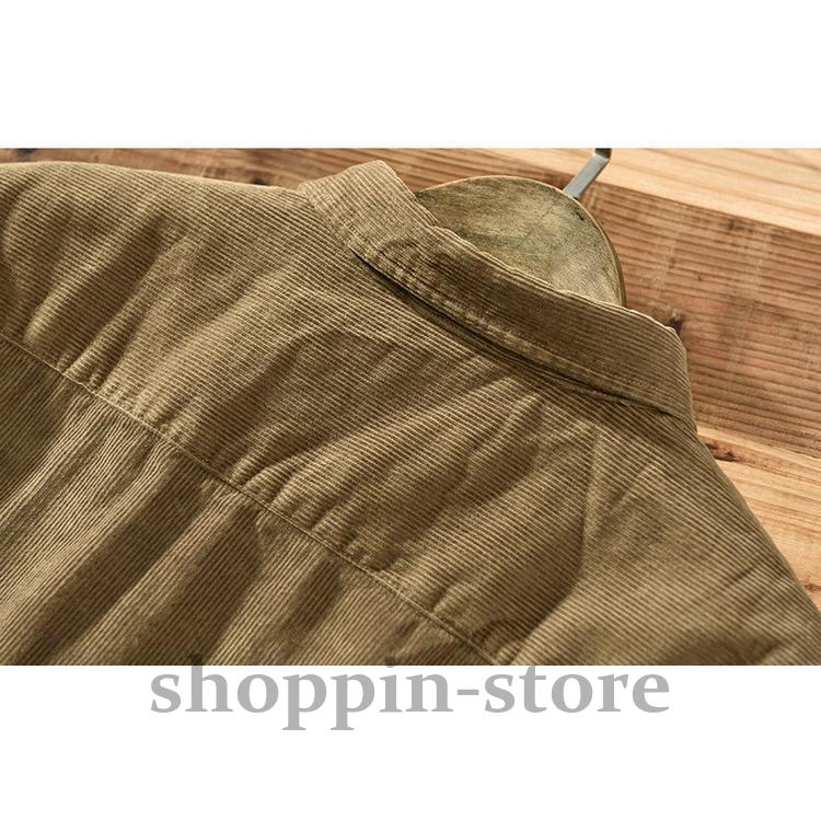 コーデュロイシャツ メンズ 春 ボタンダウンシャツ カジュアルシャツ トップス 長袖 100%綿 