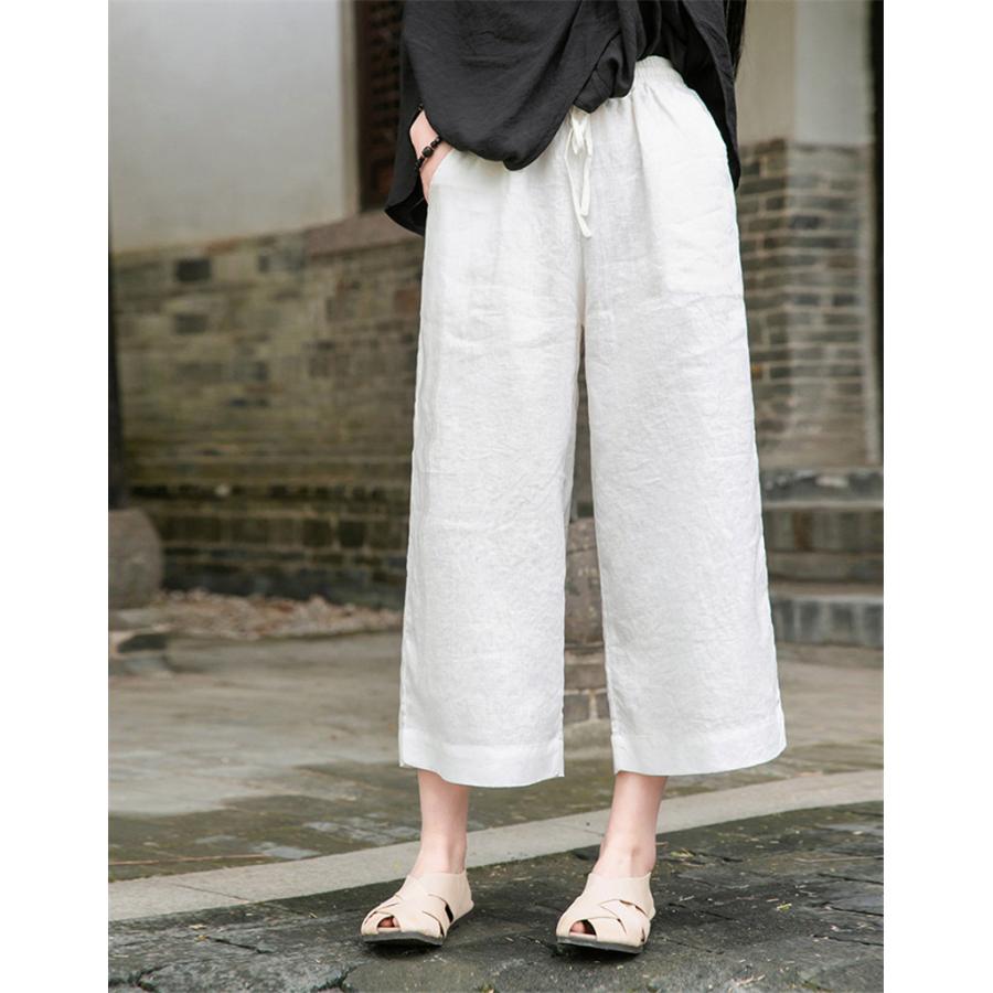 チノパン ワイドパンツ レディース リネン パンツ ウエストゴム カジュアル ズボン ロング イージーパンツ ボゆったり 体型カバー 春夏 秋 
