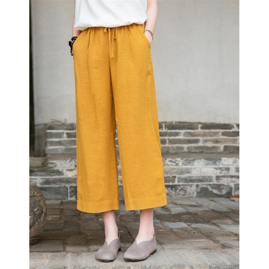 チノパン ワイドパンツ レディース リネン パンツ ウエストゴム カジュアル ズボン ロング イージーパンツ ボゆったり 体型カバー 春夏 秋 