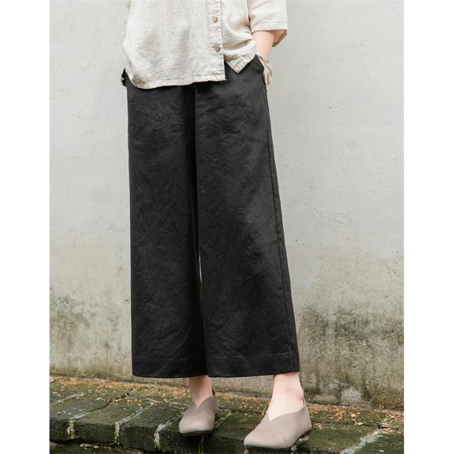 チノパン ワイドパンツ レディース リネン パンツ ウエストゴム カジュアル ズボン ロング イージーパンツ ボゆったり 体型カバー 春夏 秋 