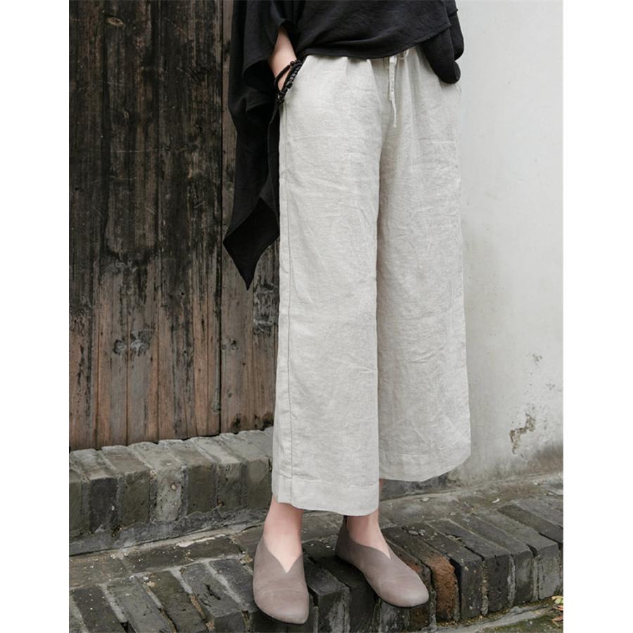 チノパン ワイドパンツ レディース リネン パンツ ウエストゴム カジュアル ズボン ロング イージーパンツ ボゆったり 体型カバー 春夏 秋 