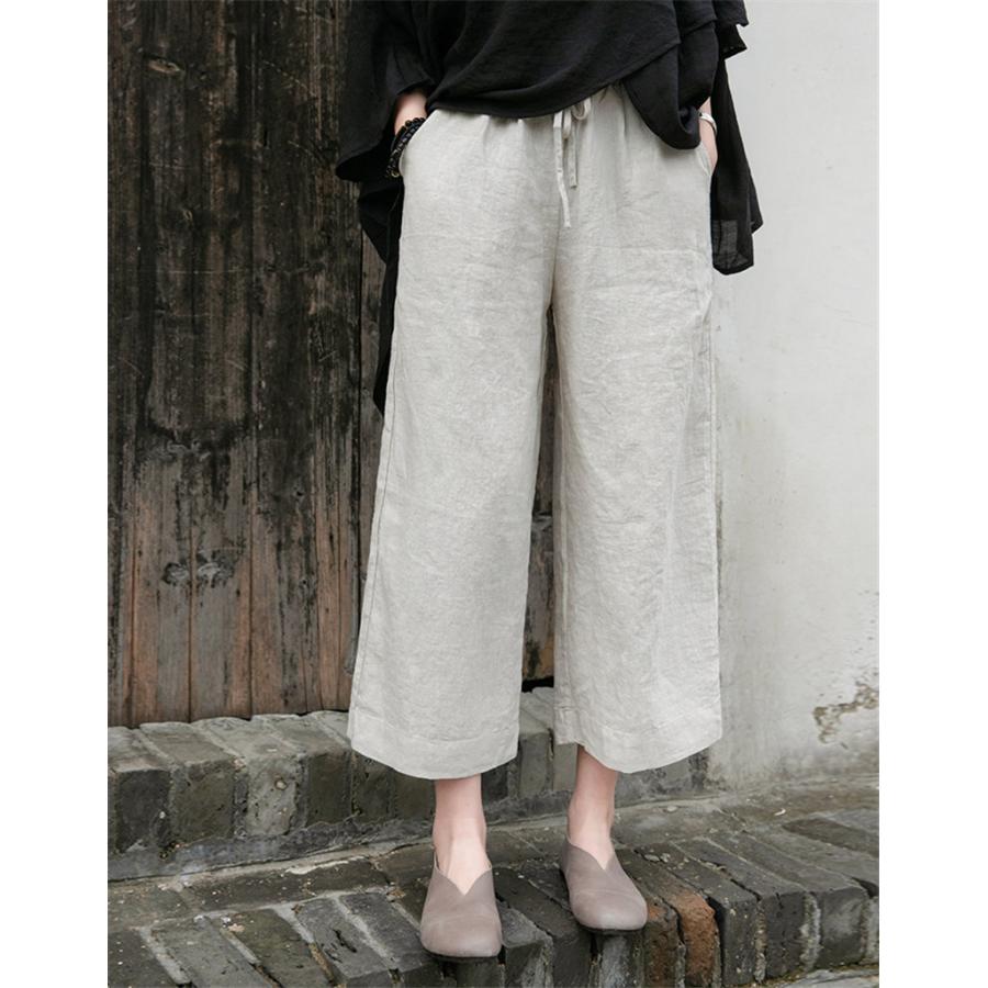 チノパン ワイドパンツ レディース リネン パンツ ウエストゴム カジュアル ズボン ロング イージーパンツ ボゆったり 体型カバー 春夏 秋 