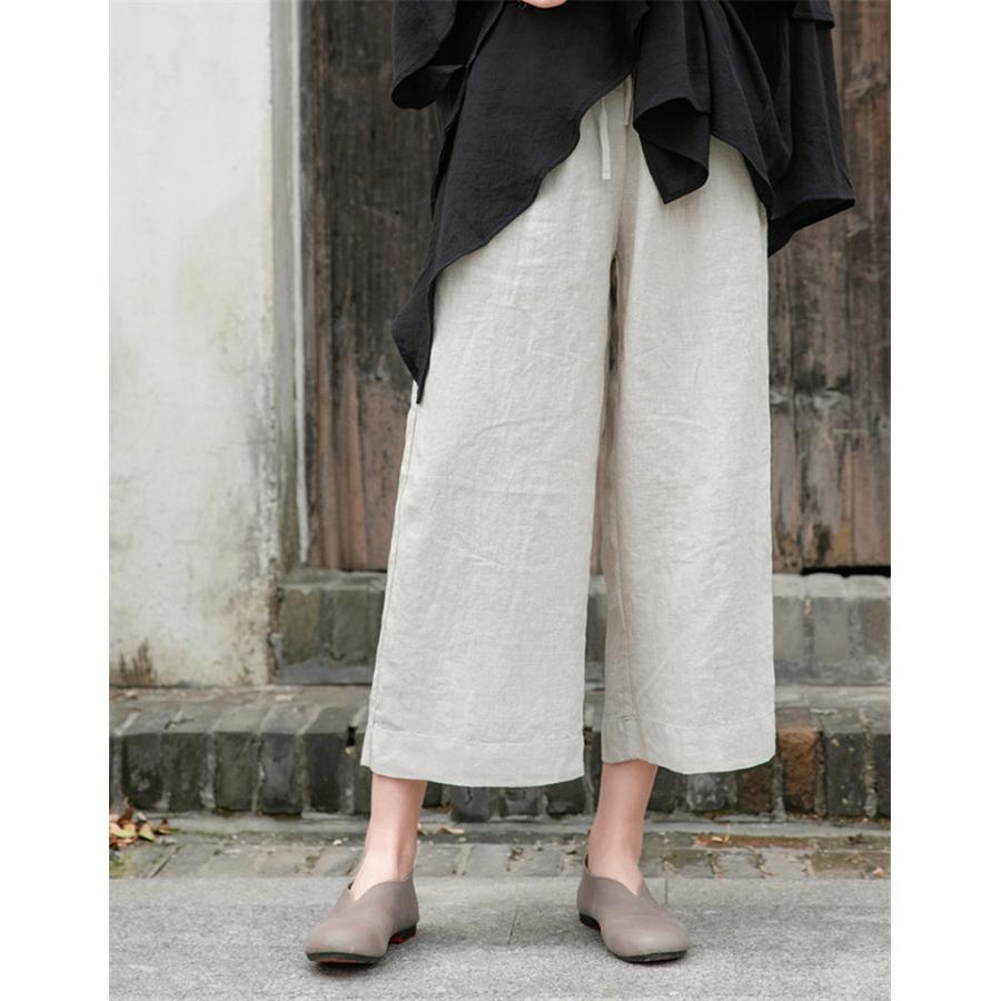 チノパン ワイドパンツ レディース リネン パンツ ウエストゴム カジュアル ズボン ロング イージーパンツ ボゆったり 体型カバー 春夏 秋 