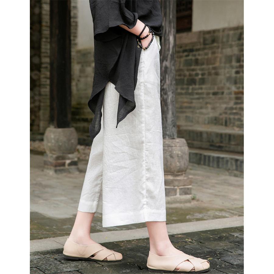 チノパン ワイドパンツ レディース リネン パンツ ウエストゴム カジュアル ズボン ロング イージーパンツ ボゆったり 体型カバー 春夏 秋 