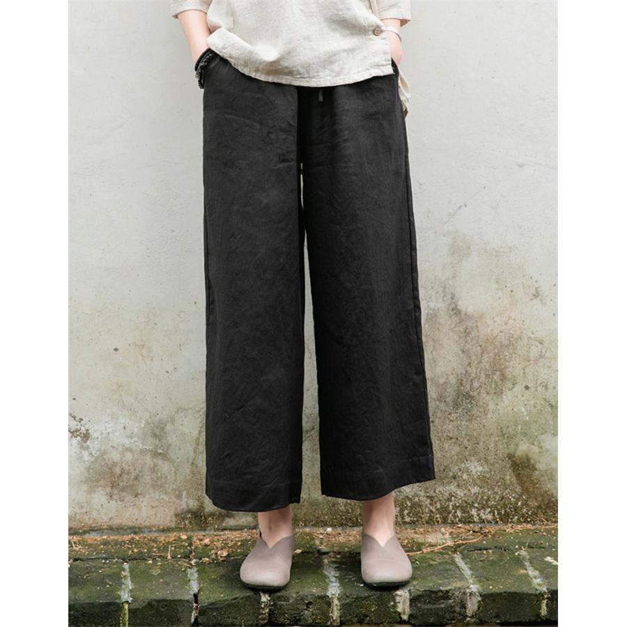 チノパン ワイドパンツ レディース リネン パンツ ウエストゴム カジュアル ズボン ロング イージーパンツ ボゆったり 体型カバー 春夏 秋 