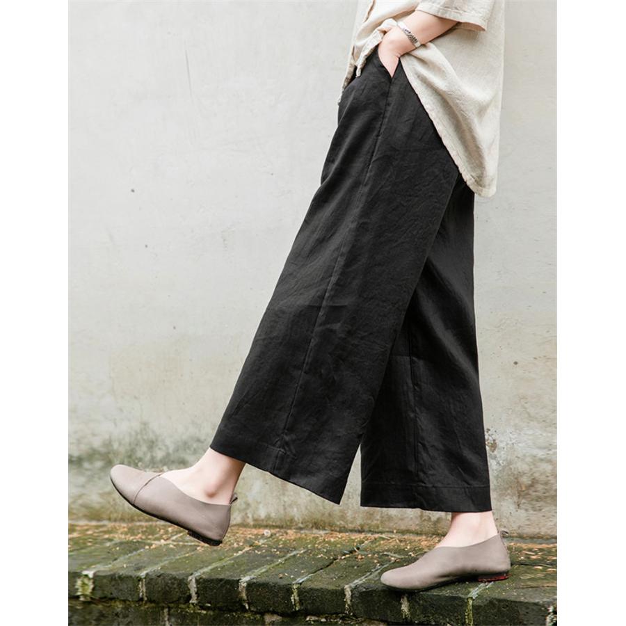 チノパン ワイドパンツ レディース リネン パンツ ウエストゴム カジュアル ズボン ロング イージーパンツ ボゆったり 体型カバー 春夏 秋 