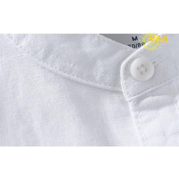 カジュアルシャツ メンズ シャツ 長袖 綿麻シャツ リネンシャツ ワイシャツ 開襟シャツ ロールアップ 白シャツ 