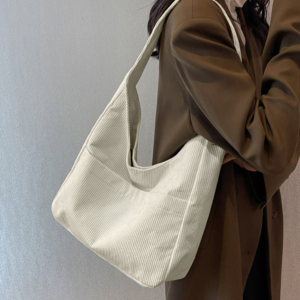 トートバッグ コーデュロイ 無地 肩掛け 。可  