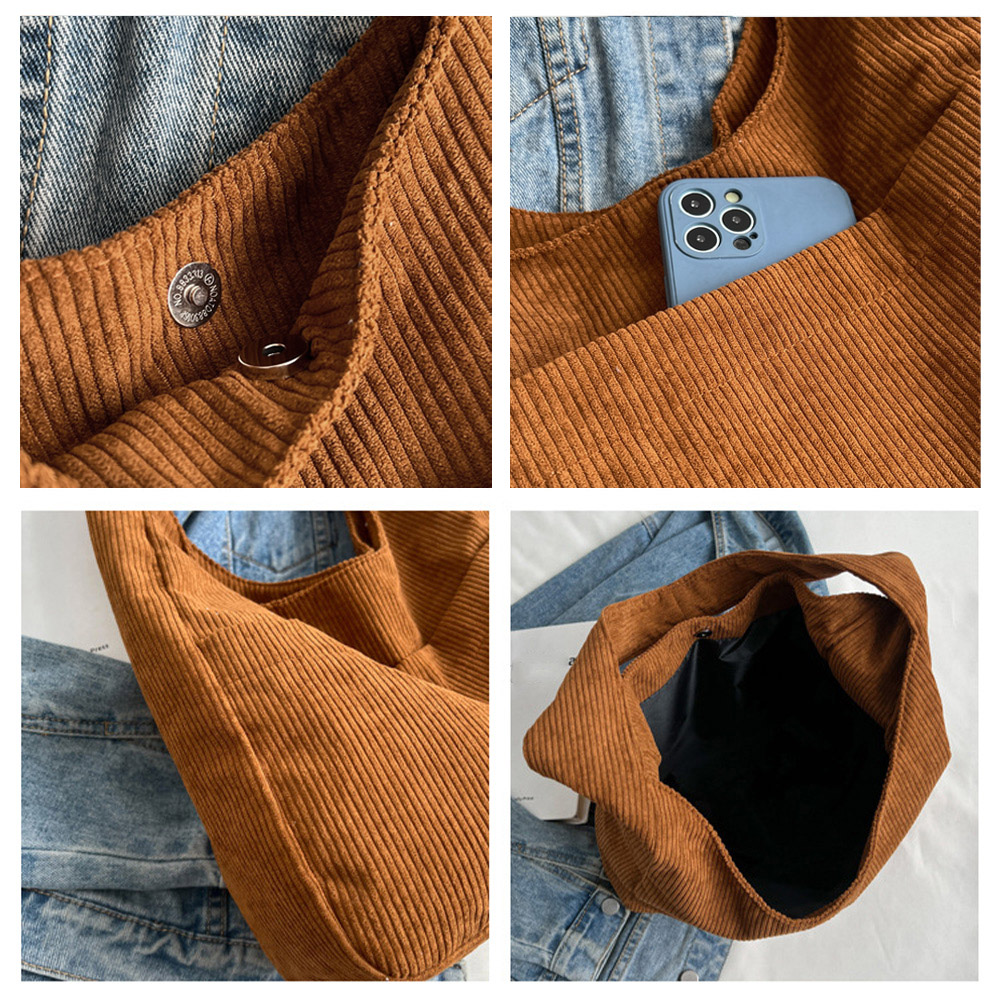 トートバッグ コーデュロイ 無地 肩掛け 。可  