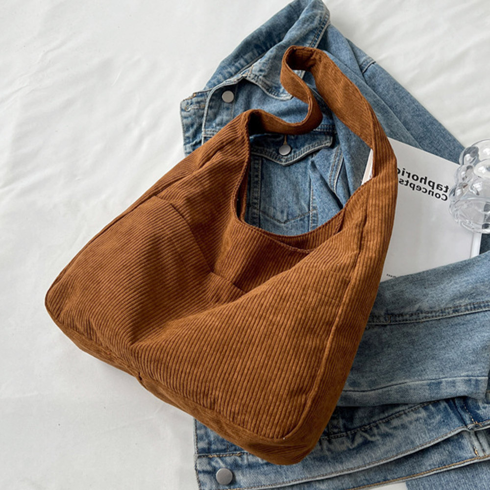 トートバッグ コーデュロイ 無地 肩掛け 。可  