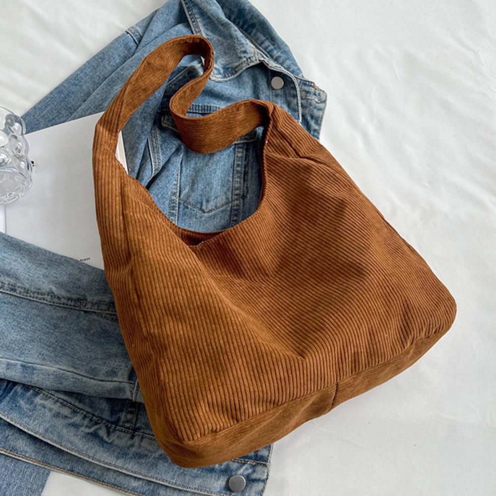 トートバッグ コーデュロイ 無地 肩掛け 。可  