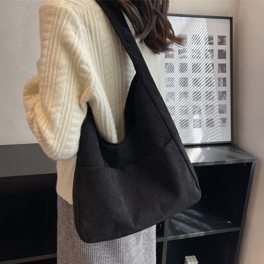 トートバッグ コーデュロイ 無地 肩掛け 。可  