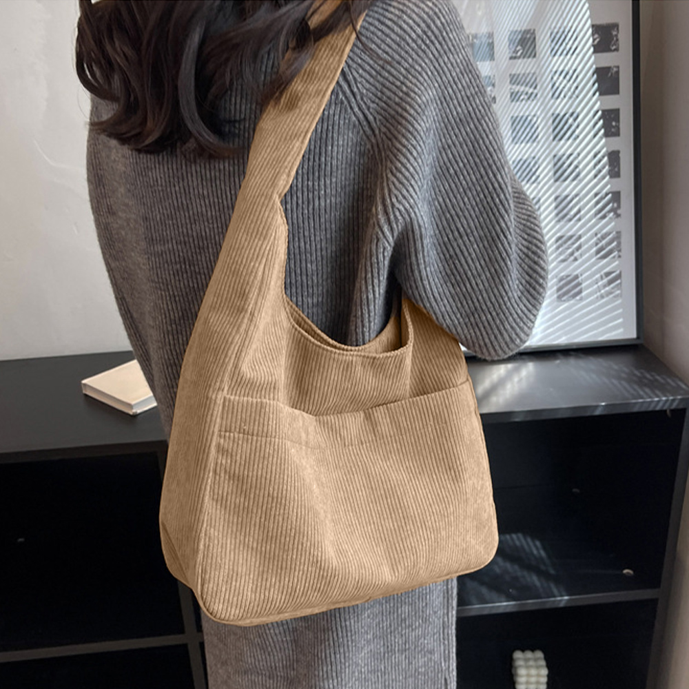 トートバッグ コーデュロイ 無地 肩掛け 。可  