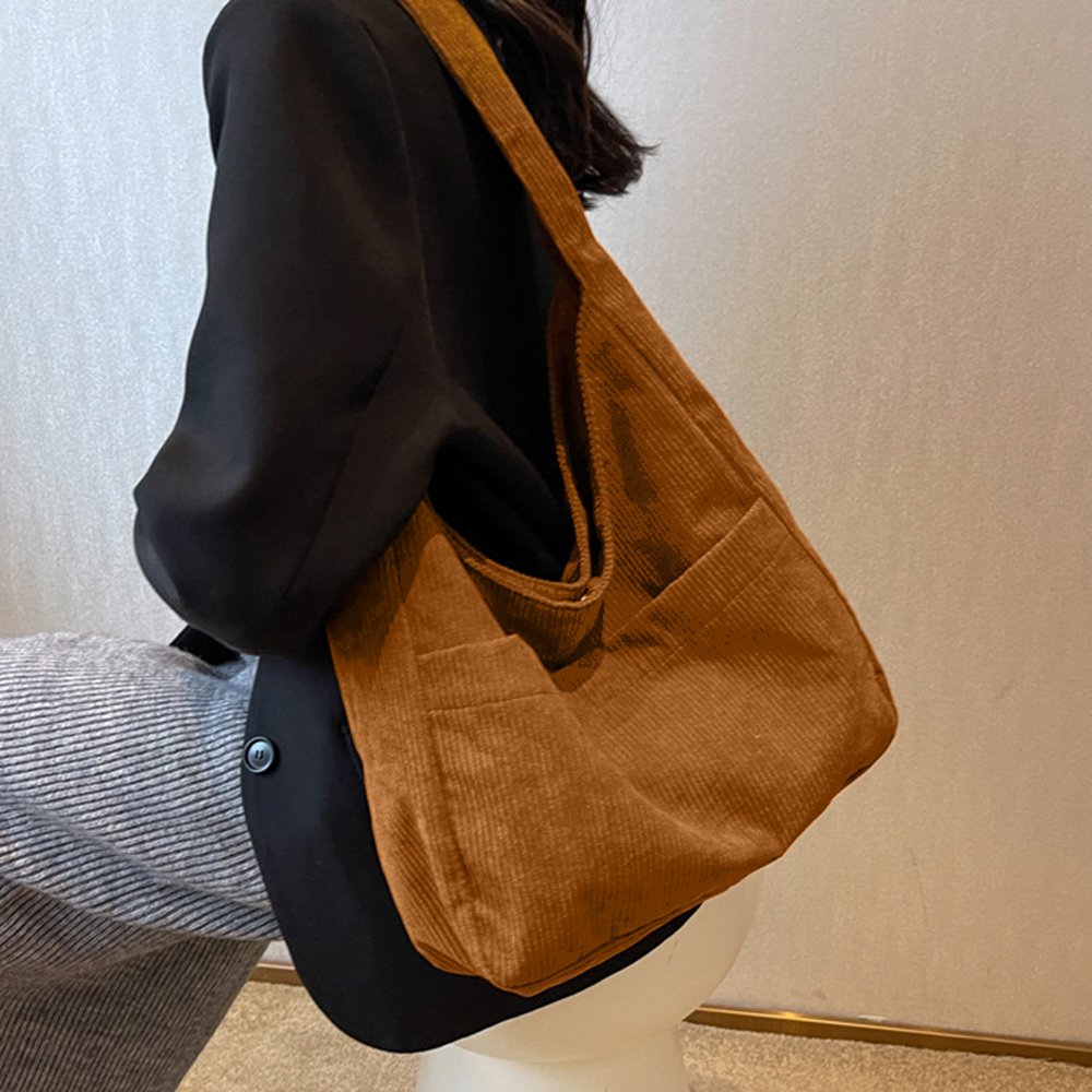 トートバッグ コーデュロイ 無地 肩掛け 。可  