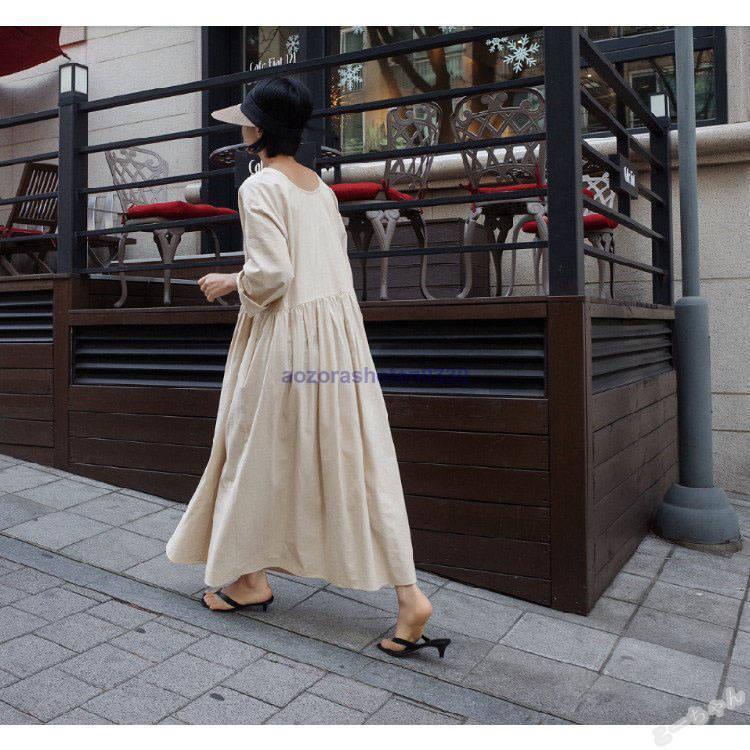 ワンピース ロングワンピース レディース おしゃれ 膝下 Aライン カジュアル 40代 大きいサイズ ポケット付き 